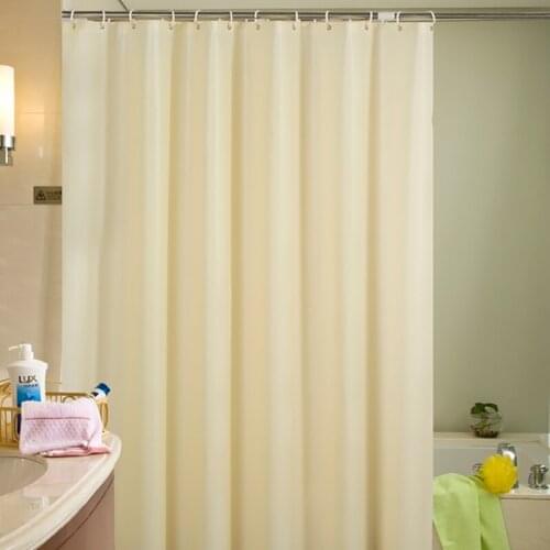 1Beige Plastic Shower Curtain Eco-friendly Waterproof Mold Proof Solid PEVA Bathroom Curtains with Hooks Home Decor180x18040