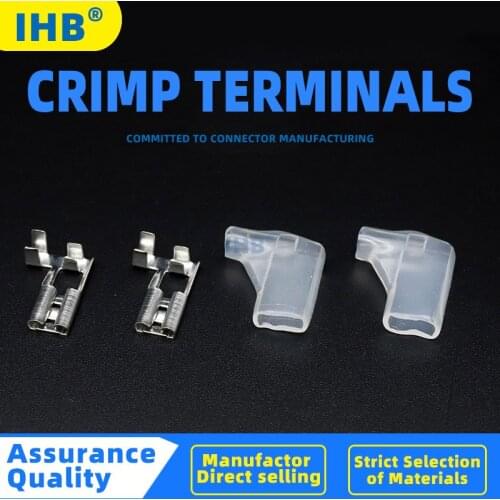 100PCS 4.8 Terminal Block Flag Type Plug Spring L Type Cold Press Terminal Elbow Plug Spring Terminal Plug Spring Terminal Block