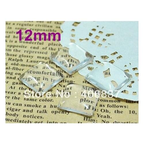 100pcs/Lot, Good Quality 12mm Dome Square Transparent Clear Magnifying Glass Cabochon