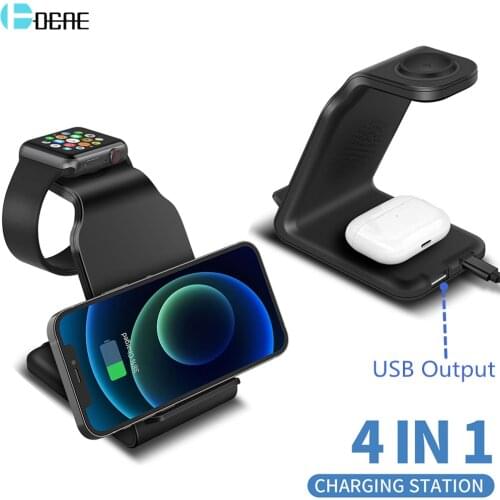 20W Wireless Charger 4 in 1 For iPhone 12 11 XS MAX XR X 8 Qi USB Fast Charging Dock Station for Apple Watch 6 5 4 3 AirPods Pro