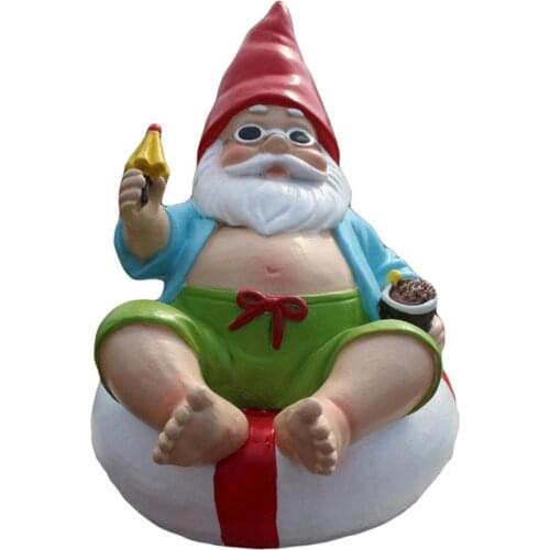 3D Sitting On The Swimming Ring Figurines Resin Gnome Doll Garden Resin Craft Statue Decoration Garden Dwarf Gnome Sculpture