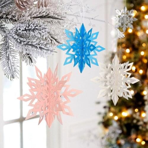 6pcs Three-dimensional Snowflakes Paper Garlands Ornament Home Christmas Decor for Wedding Birthday Party Snow Hanging Supplies