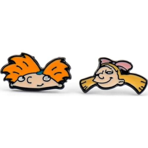 Asymmetric Earrings Hey Arnolds Cartoon Earrings Fashion Allergy Earrings Cute Harajuku Earring Gift for Women Lady Girl Gift