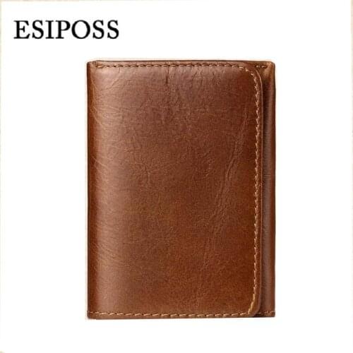 Esiposs DENIM 2016 New Hot High Quality Genuine Leather Wallet Men Wallets Vintage Organizer Purse Billfold Zipper Coin Pocke