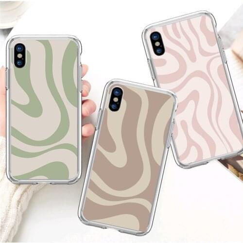 Liquid Swirl Abstract Pattern in Beige and Sage Green phone case For iPhone 11 pro 12 mini XR 7 Plus XS 6S 8 6 Plus XS Max