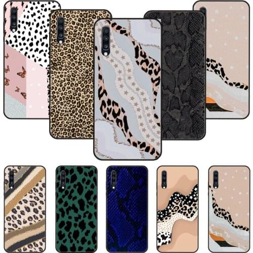 Phone Case For Samsung Galaxy A 50 51 71 70 7 5 10 20 30 40 41 21 S E Black Cover Prime Silicone Etui Snake Leopard Pattern