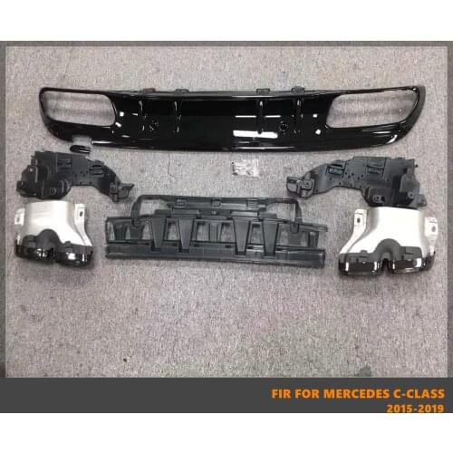 Rear Bumper Lip Diffuser With Exhaust Pipes Fit For Mercedes Benz C-class C200L C260L C200 Coupe C260 Coupe To C63S AMG 2015