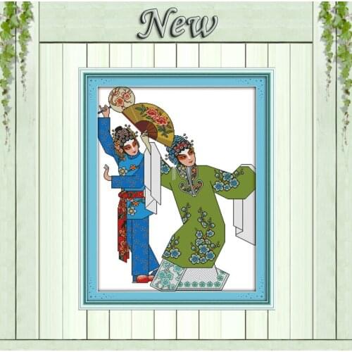 Two drama actresses home decor painting counted print on canvas DMC 14CT 11CT chinese Cross Stitch Needlework Set Embroider kits