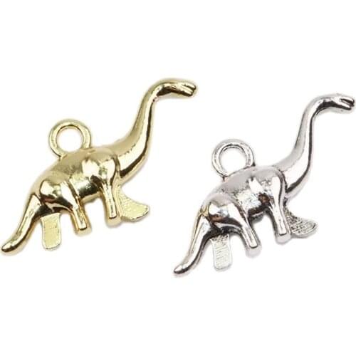 Eruifa 20pcs 29mm Beautiful 3D Dinosaur Zinc Alloy Jewelry DIY Charms Pendant Women Girl Necklace, Earring Bracelet 2 Colors