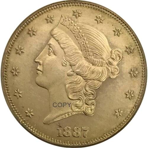 1887 United States 20 Twenty Dollars Liberty Head Double Eagle with motto Gold coin Brass Collectibles Copy Coin