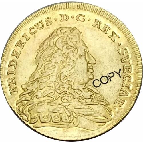 Sweden Fredrik I 1750 HM AV Dukat East Indian Gold Brass Metal Copy Coin Commemorative COINS