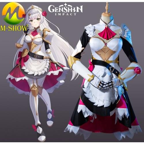 Genshin Impact Noelle Cosplay Costume Anime Maid Dress Halloween Party Fancy Dress for Adult Women
