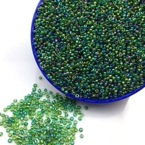 16g 1000X 2mm 12/0 AB Green Color Round Transparent Loose Spacer Beads Cezch Glass Seed Beads Handmade Jewelry DIY Garment Bead