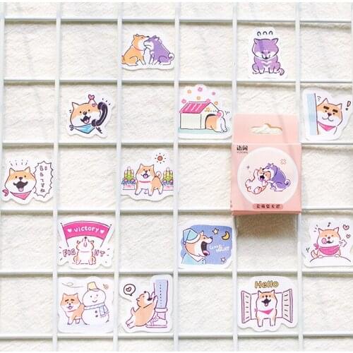 Lolede 50pcs/set Sprouting Dog Stickers Cartoon Waterpoof DIY Baby Toys for Children Kids Boy Girl Gift