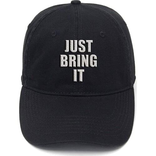 Lyprerazy Just Bring it Washed Cotton Adjustable Men Women Unisex Hip Hop Cool Flock Printing Baseball Cap
