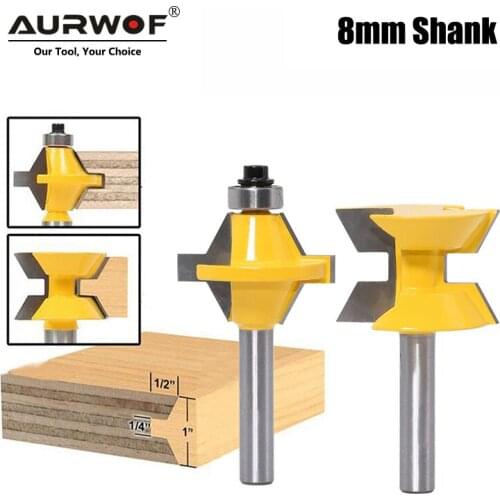 2pcs 8mm Shank 120 Degree Router Bit Set Woodworking Groove Cutters Tungsten Alloy Wood Tenon Milling Cutter Bits Tools 02120
