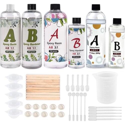 1:1 2:1 3:1 AB Crystal Clear Epoxy Resin Glue Kit High Adhesive Resin Glue For DIY Epoxy Resin Mold Jewelry Making Tools Set