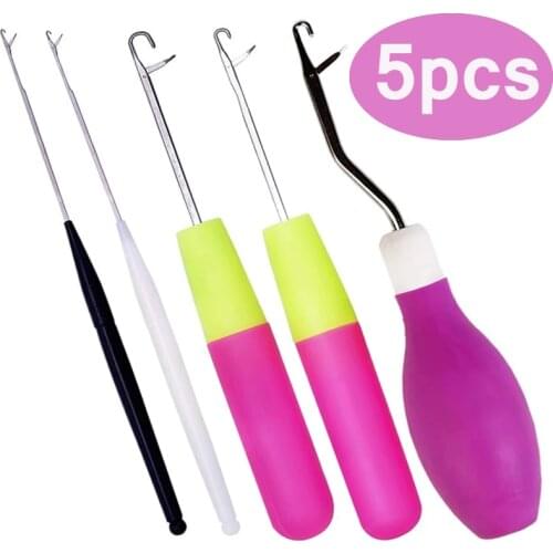 KAOBUY 5PCS Different Size Latch Hook Set,Latch Hook Supplies,Latch Hook Crochet Needle,Bent Latch Hook For Carpet Making