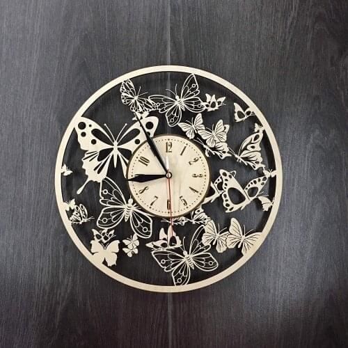 Butterfly Wall Clock Made of WOOD Perfect and Beautifully Cut Decorate your Home with MODERN ART UNIQUE GIFT for Him and Her