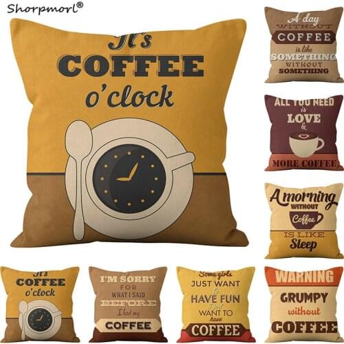 Leisurely American Coffee Time Print Cushion Cover Home Fashion Living Room Sofa Car Throw Pillowcase Funda Cojins 45x45CM