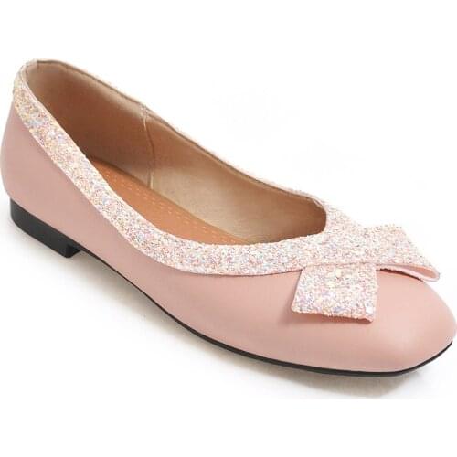 In 2019 new product comfortable square sequins shallow single shoes 40-43