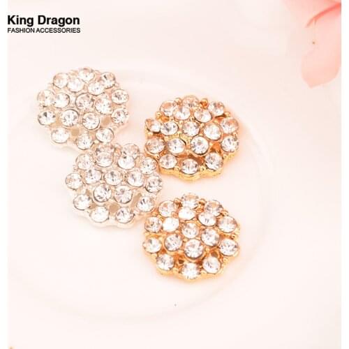 Rhinestone Button Embellishment Used On Invitation Flat Back 16MM 10pcs/lot Silver Color Or Gold Color KD260