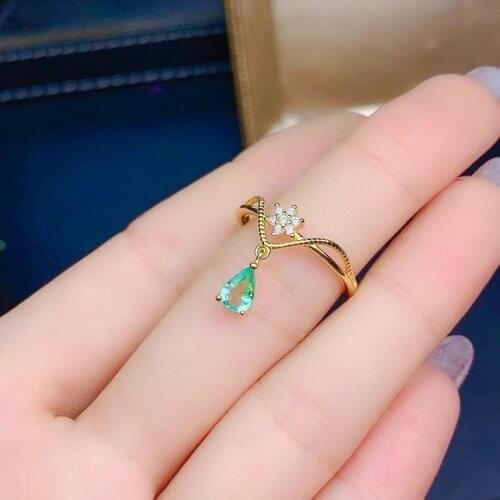 Wedding Band Jewelry Gold Filled Crystal Water Drop Shape Ring for Girls Promise Engagement Party Rings for Women
