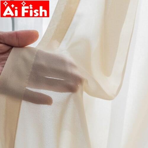 Super soft Comfortable White Solid Color Curtains For Living Room Gray Window Treatment Curtains Sheer Blinds Drape ZH225#3
