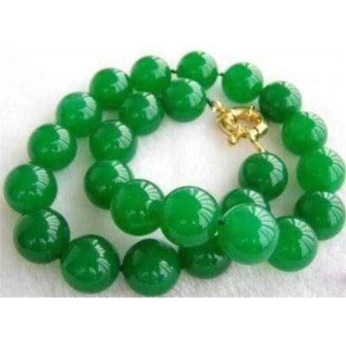 AAA 10MM NATURAL GREEN JADE BEAD NECKLACE 20"
