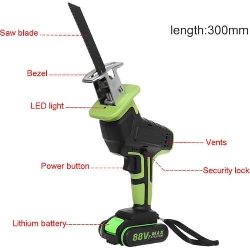 88VF Electric Wood Metal Reciprocating Saws Cordless Logging Chainsaw With 4 Saw Blades Metal Cutting Woodworking Power Tool