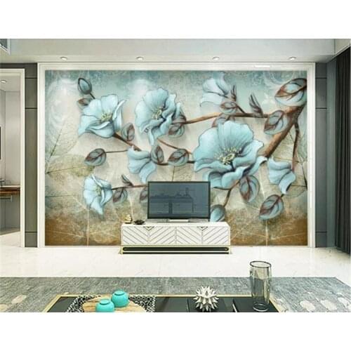 Custom photo mural 3d wallpaper European retro flower romantic floral TV background wallpaper 3d