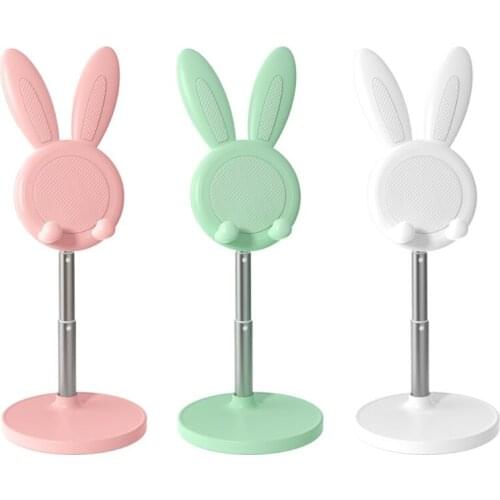 68UC Adjustable Lifting and Lowering Desktop Stand Cute Rabbit Ear Multipurpose Table Support Mobile Phone Holder Storage