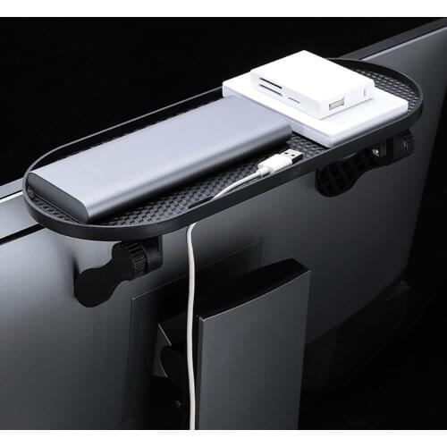 Adjustable TV Buddy Screen Top Shelf Computer Monitor Desktop Organizer Holder Bracket Space Saving Home Office Storage Rack