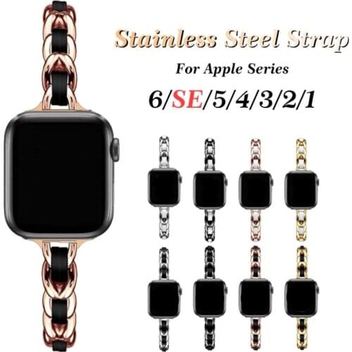For Apple Watch SE Band smart watch Series 6 5 4 3 Stainless Steel Strap 38-40mm 42-44mm iWatch Womens bracelet Metal Bracelet