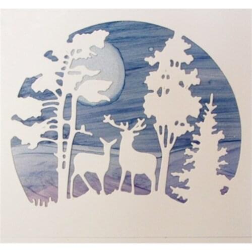 Happy Christmas Tree Animal Deer Frames Metal Cutting Dies Stencils Die Cut for DIY Scrapbooking Album Paper Card