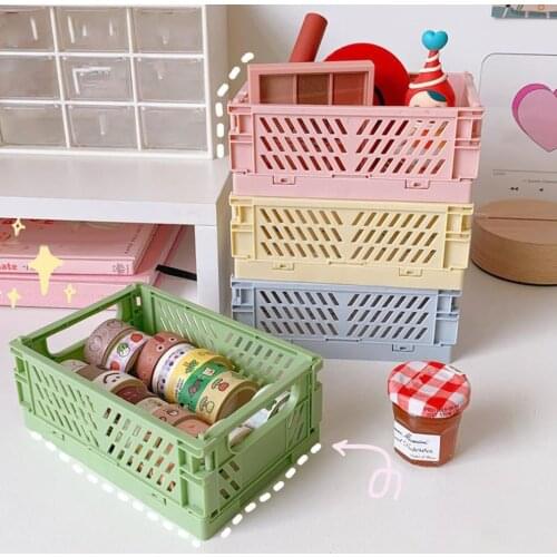 Foldable Storage Basket Sundries Cosmetic Container Stackable Organizer Desktop Holder Organizing Case Drawer Organizer Bin