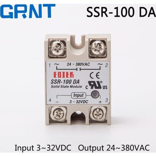 SSR-100DA Single phase DC To AC SSR Solid State Relay Input 3~32VDC Output 24~380VAC