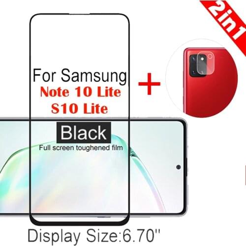 2-in-1 Camera Glass + Screen Tempered Glass For Samsung Galaxy Note 10 Lite Screen Protector Glass On S10 Lite lens Glass