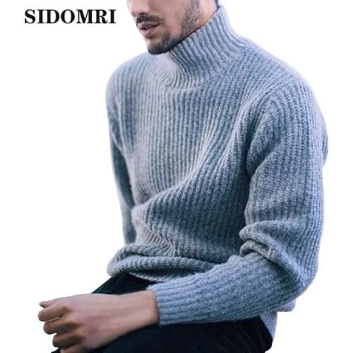 Male Sweater Pullover Slim Warm Solid High Lapel Jacquard Hedging British Mens Clothing Mens Turtleneck high quality
