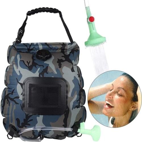 Outdoor Bathing Bag 20L Foldable Hiking Camping Hanging Shower Bag Portable Hanging Camping Water Pouch with Sprayer