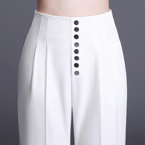 High Quality White Suit Pants for Office Ladies Casual Clothing Korean Style Women Fashion Trends Straight Leg Bottoms Trousers