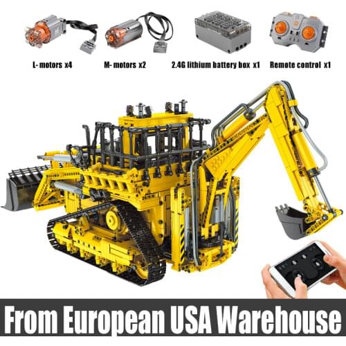 Mould King 17023 High-Tech APP RC Truck Toys the Powered Pneumatic Bulldozer Car Buidling Blocks Bricks Toys Kids Education Gift