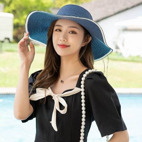 Women Wide Brims Sun Hat Summer Shading Beach Straw Cap Outdoor Solid Color Feather Wreath Bow Made Of Thin Lines Beautiful Hat