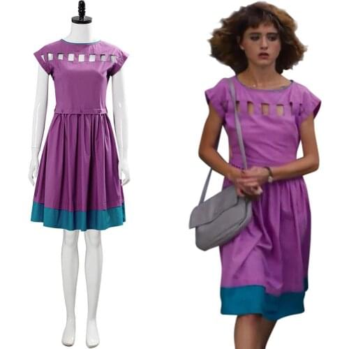 Stranger Things 3 Cosplay Costume Nancy Wheeler Dress For Girls Women Halloween Carnival Costumes Purple Dress