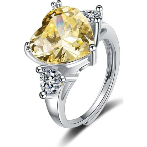 VENTFILLE 925 Sterling Silver Flash Zirconium Diamond Live Mouth Niche Design Temperament Heart-shaped Ring