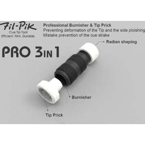 10pcs/lot 2017 Latest Fil-Pik Billiard Tip Tool Pro 3 IN 1 Professional Tip Prick/Burnisher/Radian Shaping Snooker Tip Tools