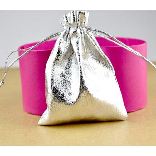100pcs/bag Silver Jewelry Packing Drawable Satin Bags 9x12cm Gift Bags & Pouches,packaging bags