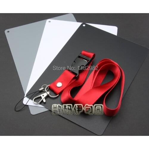 17cm x 12cm New Large 3 in1 Digital Grey Card White Black Gray Color White Balance with Strap For 350d 450d 650d d90 d3100 d5100