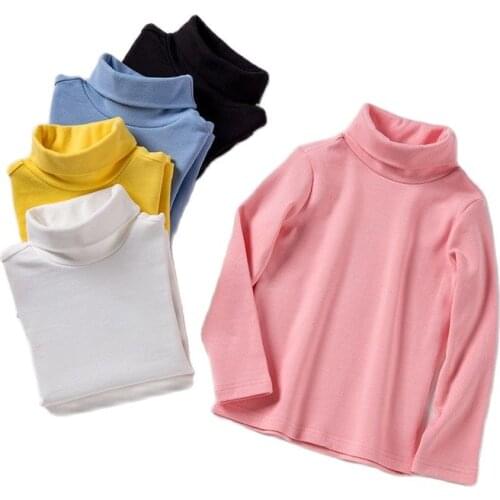 Childrens Clothing Spring 2021 New Boys Girls Base Top Long Sleeve Shirt Korean Style Pure Cotton Warm Soft Kids Wear 2-8 Years