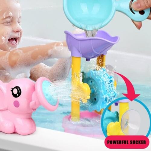 Baby Bath Toys Lovely Plastic Elephant Shape Water Spray for Baby Shower Swimming Toys Kids Gift Storage Mesh Bag Baby Kids Toy